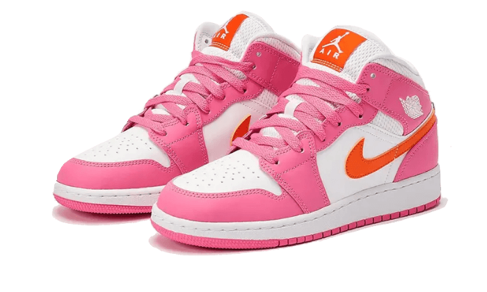 Air Jordan 1 Mid Pinksicle Safety Orange - MAILLOT DE FOOT PRO